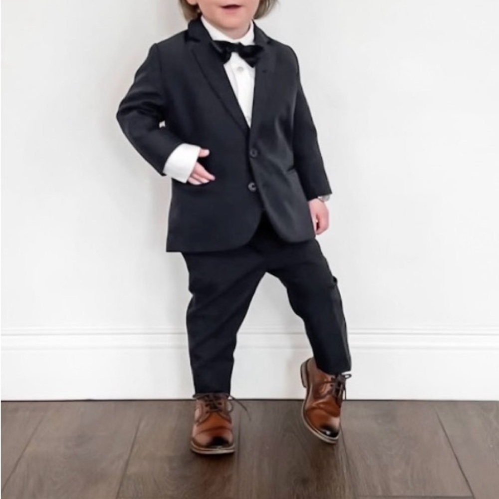 H&M Kids Navy Blue Suit + White Dress Shirt
